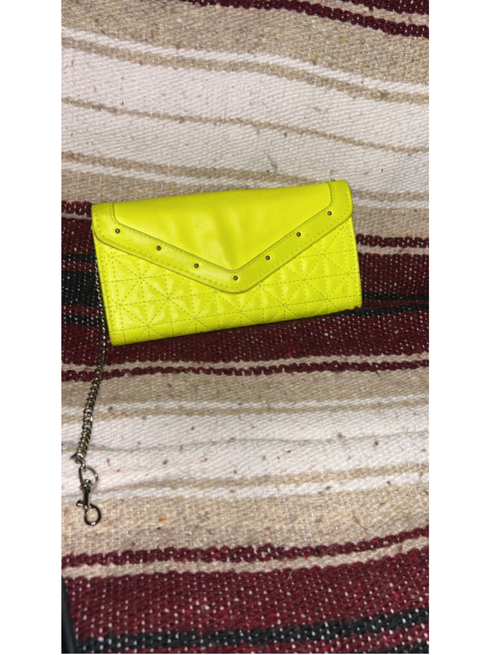 Women's Unbranded Quilted Neon Yellow Clutch Wristlet One Size